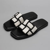 Size 34-40 Womens Slippers Elegant Flats Sandals Woman Casual Squared Toe Flat Shoes Ladies Comfort Home House
