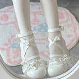 Breakj Spring New Round Head Thick-Bottomed Mary Jane Leather Shoes Lolita Bow Princess Style Design Single