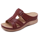 Breakj Size Summer Leisure Retro Sloping Thick Thick Shoe Leather One-Line Women's