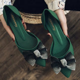 Women Shoes Butterfly-knot Pumps Summer Drill Ladies Pointed Toe Shallow Jelly Shoes Low Heel Office Female
