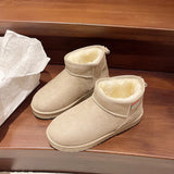 And Winter New Thick-Soled Snow Boots With Plush And Thickened Fashion Warm Cotton Shoes Middle Sleeve Shoes With Pure Color Women's Cotton
