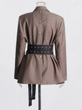2025 Summer Fashion New Personality Niche Design Feeling With The Door To Collect The Waist Thin Blazer Suit Jacket Female