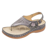 Summer Women Premium Orthopedic Open Toe Sandals Vintage Anti-slip Breathable Leather 2021 Casual Female Platform