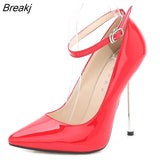 Pointed Toe New Super High Heel Women's Stiletto Luxury Party Metal Pumps for Wedding Shoes Work Ladies Large Size