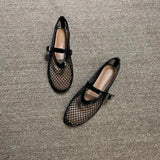 Mesh Hollow Sandals Women Flats Shallow 2024 New Beach Shoes Comfort Retro Female Flat