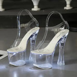 34-43 Nightclub LED Light High Heels Sandals Luminous Shoes Catwalk Pole Dancing Shoes Crystal Clear Platform