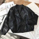 Women Short Pu Leather Punk Jacket Slim Zipper Faux Leather Coats Female Single Breasted Motorcycle Leather