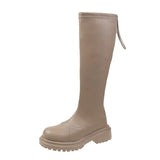 Breakj Knee Boots Women's Medium Boots And Velvet 2024 New Thick Bottom Small Martin High Knight