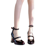 Breakj Rose Coarse Heel French Mary Jane Shoes Retro Single Shoes 2025 New Spring And Autumn