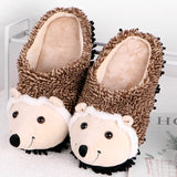 Cute Winter Warm Cute Cotton Slippers Thicken Plus Velvet Cartoon Hedgehog Floor