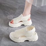 Summer New Platform Sandals for Women Leisure Sport Lightweight Wedge Heeled Diamondback Flying Woven Roman Women