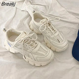 Women Sneakers Casual Breathable Vulcanized Shoes Woman High Platform Sneakers Femme Lace Up White Non Slip Walking