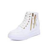 Spring And Autumn New Style Women's Shoes Round Head, Thick Soles, High Uppers, Lace-Up Casual Sports