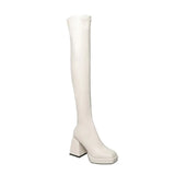 Over-The-Knee Boots Female Autumn 2023 New Thick Heel Waterproof Platform High Boots Small Versatile Elastic