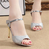 Square Heel Women Sandals Women Heel Shoes Gold Sliver Peep Toe Party Ladies Sandals Fashion Slip-On Summer Shoes