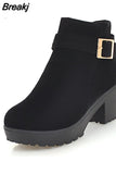 2023 top quality dropship big size 48 chunky heels ankle boots women shoes woman add plush winter boots shoes