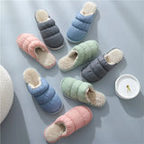 Women Slippers Down cloth Home Slippers Non-Slip Soft Warm House Slippers Indoor Bedroom Lovers Couples Floor Shoes