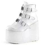 Buckle Ankel Boots Women Punk Female Platform Boots Wedges High Heels PU Women Boots Botas Mujer Plus