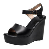 Breakj Layer Of Cow Skin Summer New Thick-Bottomed Beach 11CM Slopes And Women's Sandals High Heel Waterproof Table Comfortable Pine Pastry Fish Mouth