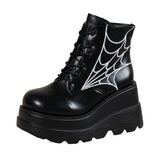 Breakj Thick-Bottomed Large-Size Short Boots Women's Autumn New Pine Pastry Bottom With Printed Leather Boots Martin