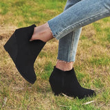 Breakj Autumn And Winter New Flat Bottom Slope And Short Boots Women's Round Head Side Zipper Large-Size