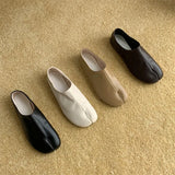 Women Flats Tabi Ninja Moccasins Round Split Toe Shallow Lazy Slip On Slingback Mules Leather Shoes Soft Loafers Slip