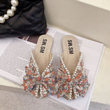 Breakj Women Wear Outside The Summer 2025 New Small Flowers Flat Bottom Fish Mouth Cool Drag Fashion Pedal Pedal Half