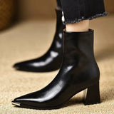 Breakj Retro Fashion Metal Sharp Head And Fashion Boots Autumn And Winter New Plus Velvet Temperament Short