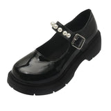 Breakj Retro British Style Small Leather Shoes Women 2025 Spring New Beaded Fairy With Thick-Soled Mary Jane Single