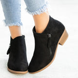 Breakj Female Pointed Thick Side Zipper Women's Short Boots Autumn And Winter New Large-Size Velvet Short