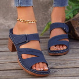 Breakj New Summer Slope And Fish Mouth Slippers Women's Casual Large-Size Coarse And Slippers With Solid