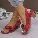Breakj Flower High-Heeled Sandals Women 2025 Summer New Fashion Coarse Heel Buckle With Women's