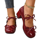 Breakj Bow Mary Jane Single Shoes 2025 New Spring Coarse Temperament With Skirt Small Leather