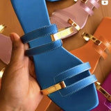Breakj Women's Shoes Slippers 2023 Summer New Large Size Color Fashion Flat Bottom Slippers