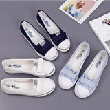 Summer New Shallow Mouth Low Help Canvas Shoes Flat Korean Version of Small White Shoes Female Multi-color