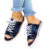 Breakj Big Goods Have Come Out Of The New 2023 Summer Canvas Korean Version Of Women's Cool Drag One-Word Drag Heel Sandals Denim