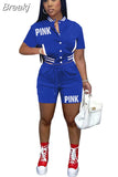 Pink Printed Baseball Coat Pants Two Piece Sets Spring Fall Outfits Womens Track Suits Casual Fashion Streetwear