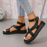 Breakj New Large-Size Toe Polyurethane Thick-Soled Leisure Outside The Roman Wind Wearing Ring-Foot Buckle Women's