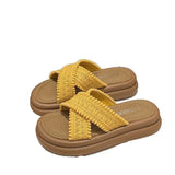Breakj Summer New Fashion Wear Thick-Bottomed Slippers Women's Cake And Cross-Dexed Beach Cool