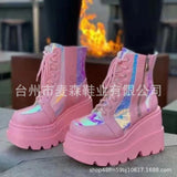 Breakj New High-Heeled Women's Sthigh Color Heel Side Zipper Boots Children's Large Size Women's