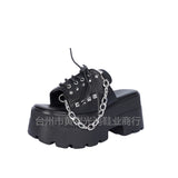 Breakj Women's Shoes In The Summer Of 2025 New Cool Slippers Pine Cake Thick-Soled Rivet Chain Coarse