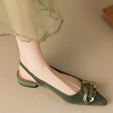 French Buckle Baotou Sandals Fairy Shoes New Spring And Summer Evening Socialite Flat Heel Trip Belt Single
