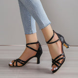Summer Women's Shallow Mouth Dance Shoes Thick Heel Sexy Designer Buckle Strap Open Toe Women Fashion Women's