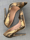 Women Pattern Printed Gold Patent Pointed Toe High Heels Plus Size 34-45 Sexy Ladies Chic Stiletto Pumps Fashion