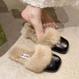 Breakj Red Explosion Bag Head Hair Slippers Women Wear Plus Plus Velvet And Anti-Slip 2025 New Autumn And Winter Plush Warm Cotton