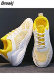 Women Casual Mesh Breathable Shoes Spring Lace Up Sport Shoes Fashion White Flat Sneakers Women Tennis Shoes Zapatillas