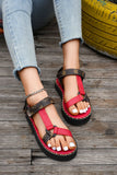 New Summer Platform Print Velcro Sandal Women's Plus-Size Belt Buckle Simple Beach