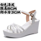 Breakj Super High Slope And 12Cm Fashion Cross With Small Size Women's Shoes One-Word Thick-Bottomed Waterproof Toe Women's