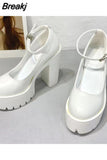 Women's Fashion White Platform Pumps Super High Heels Buckle Sexy Mary Jane Shoes Women Goth Platform Heel Party Shoes
