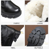 Genuine Leather Boots for Women Wool Fur Boots Winter Shoes Black Ankle Booties Platform Shoes Female Thick Warm